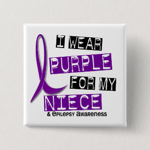 I Wear Purple For My Niece 37 Epilepsy 15 Cm Square Badge