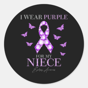I Wear Purple For My Niece Epilepsy Awareness Mont Classic Round Sticker