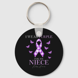 I Wear Purple For My Niece Epilepsy Awareness Mont Key Ring