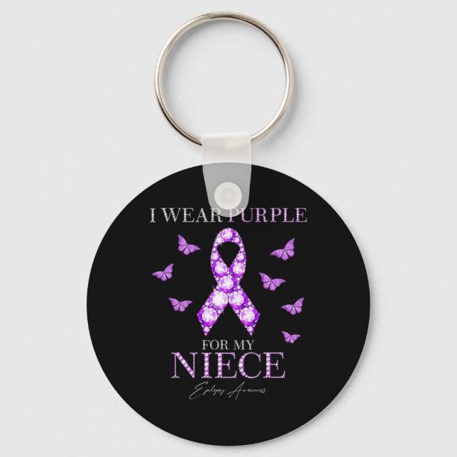 I Wear Purple For My Niece Epilepsy Awareness Mont Key Ring (Front)