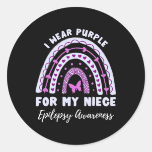 I Wear Purple For My Niece Epilepsy Awareness Rain Classic Round Sticker