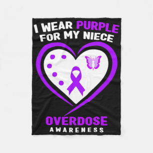 I Wear Purple For My Niece Overdose Awareness 1  Fleece Blanket