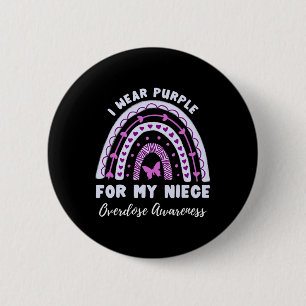 I Wear Purple For My Niece Overdose Awareness Rain 6 Cm Round Badge