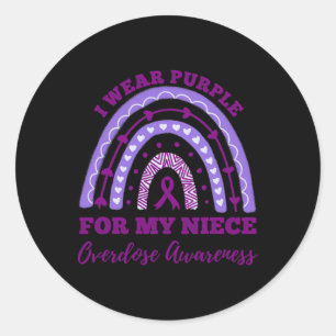 I Wear Purple For My Niece Overdose Awareness Rain Classic Round Sticker