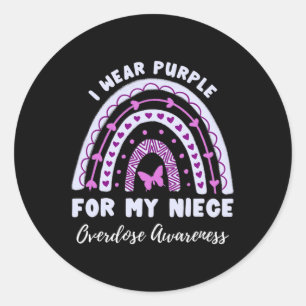 I Wear Purple For My Niece Overdose Awareness Rain Classic Round Sticker