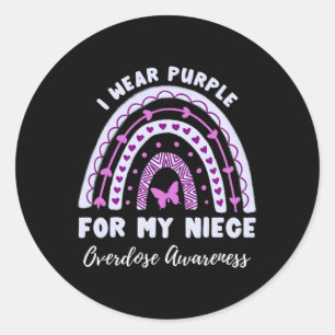 I Wear Purple For My Niece Overdose Awareness Rain Classic Round Sticker