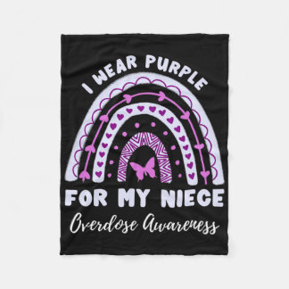 I Wear Purple For My Niece Overdose Awareness Rain Fleece Blanket