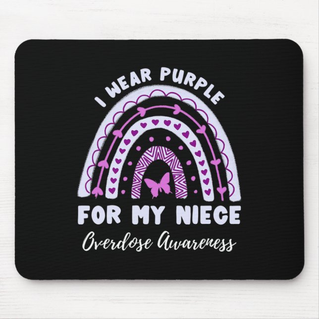 I Wear Purple For My Niece Overdose Awareness Rain Mouse Mat (Front)