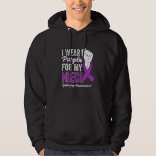 I Wear Purple For My Niece Ribbon Epilepsy Awarene Hoodie