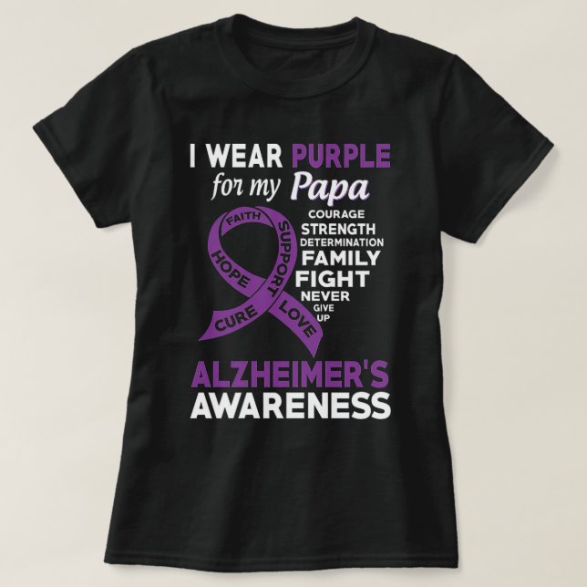 I Wear Purple For My Papa Alzheimer'S Awareness T-Shirt (Design Front)