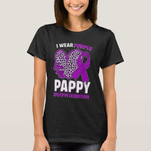 I Wear Purple For My Pappy Epilepsy Awareness Leop T-Shirt