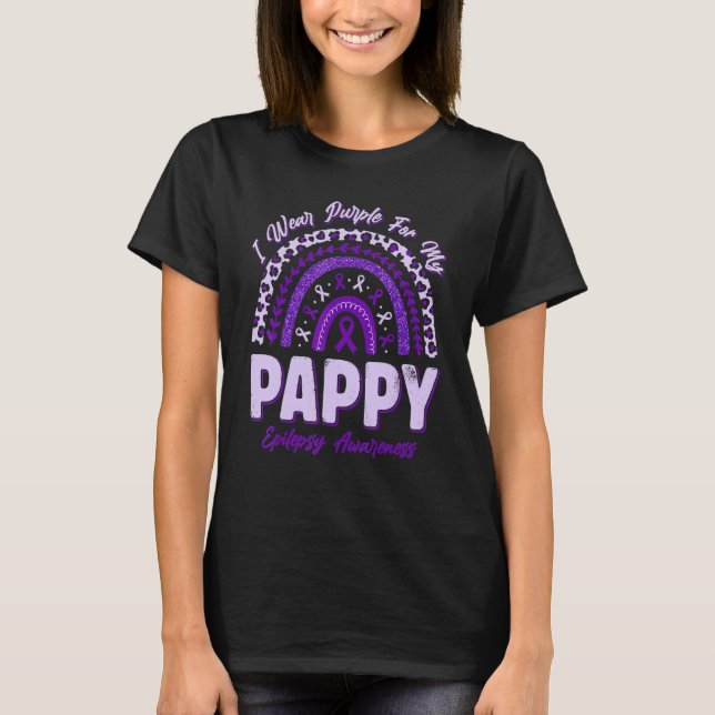I Wear Purple For My Pappy Epilepsy Awareness Rain T-Shirt (Front)