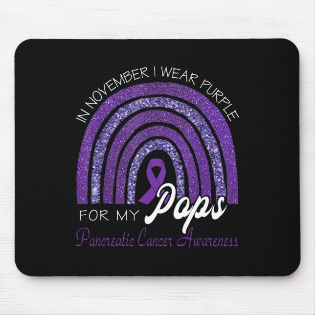 I Wear Purple For My Pops - Pancreatic Cancer Awar Mouse Mat (Front)