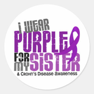 I Wear Purple For My Sister 6 Crohn’s Disease Classic Round Sticker