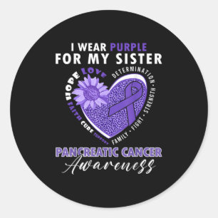I Wear Purple For My Sister Pancreatic Cancer Awar Classic Round Sticker
