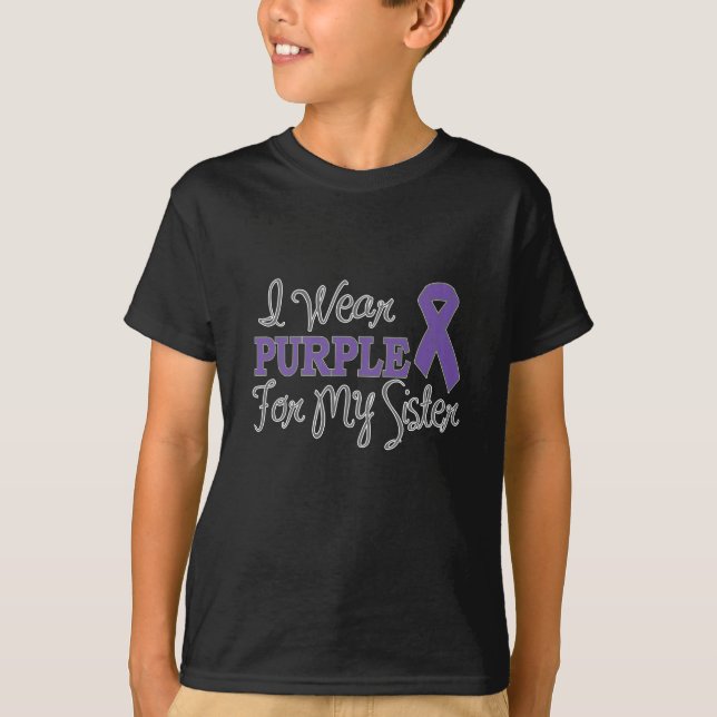 I Wear Purple For My Sister (Purple Ribbon) T-Shirt (Front)