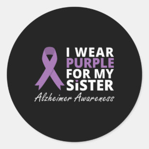 I Wear Purple For My Sister T Shirt Ribbon Family  Classic Round Sticker