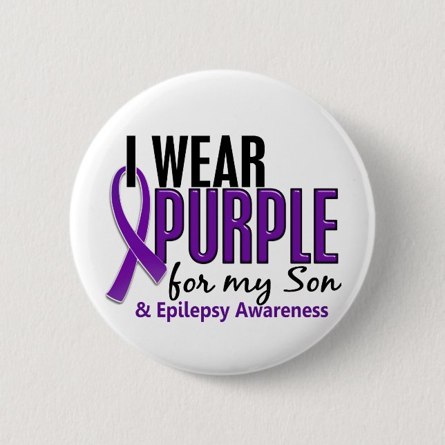 I Wear Purple For My Son 10 Epilepsy 6 Cm Round Badge (Front)
