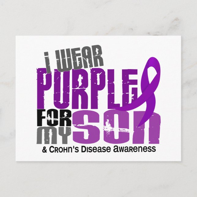 I Wear Purple For My Son 6 Crohn’s Disease Postcard (Front)
