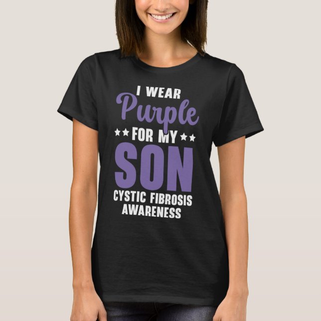 I Wear Purple For My Son Cystic Fibrosis Awareness T-Shirt (Front)