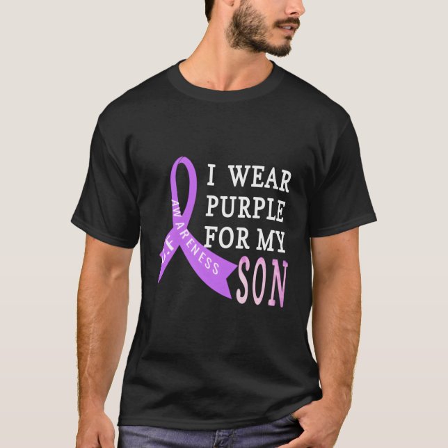 I Wear Purple For My Son Cystic Fibrosis Cf Awaren T-Shirt (Front)