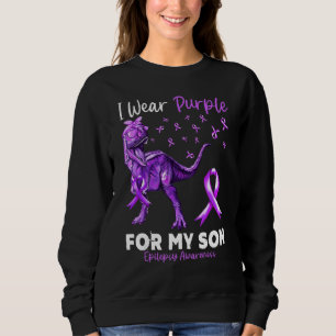 I Wear Purple For My Son Epilepsy Awareness Dinosa Sweatshirt