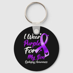 I Wear Purple For My Son Epilepsy Awareness Gifts  Key Ring