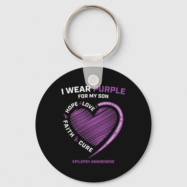 I Wear Purple For My Son Epilepsy Awareness Mum Da Key Ring (Front)