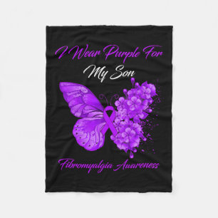 I Wear Purple For My Son Fibromyalgia Awareness  Fleece Blanket