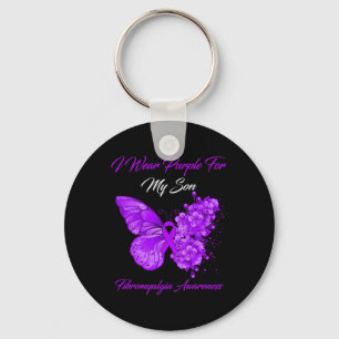 I Wear Purple For My Son Fibromyalgia Awareness Key Ring