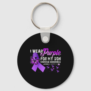 I Wear Purple For My Son Overdose Awareness 3 Key Ring