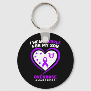 I Wear Purple For My Son Overdose Awareness 5  Key Ring