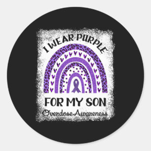 I Wear Purple For My Son Overdose Awareness Retro Classic Round Sticker