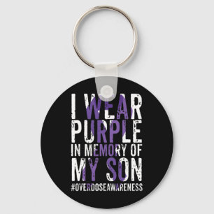 I Wear Purple For My Son Overdose Awareness Ribbon Key Ring