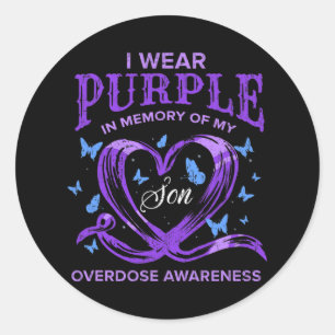 I Wear Purple For My Son Overdose Awareness Vintag Classic Round Sticker