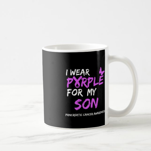 I Wear Purple For My Son Pancreatic Cancer Awarene Coffee Mug (Right)