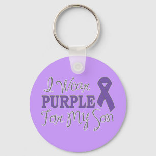 I Wear Purple For My Son (Purple Ribbon) Key Ring