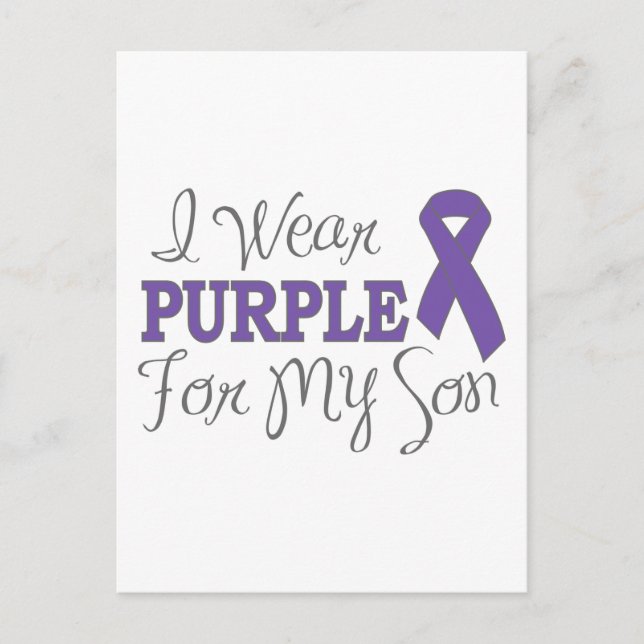 I Wear Purple For My Son (Purple Ribbon) Postcard (Front)