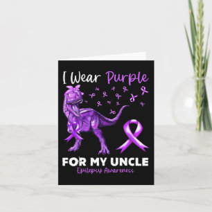 I Wear Purple For My Uncle Epilepsy Awareness Dino Card