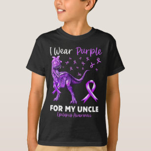 I Wear Purple For My Uncle Epilepsy Awareness Dino T-Shirt