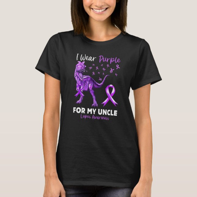 I Wear Purple For My Uncle Lupus Awareness Dinosau T-Shirt (Front)