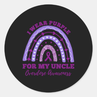 I Wear Purple For My Uncle Overdose Awareness Rain Classic Round Sticker