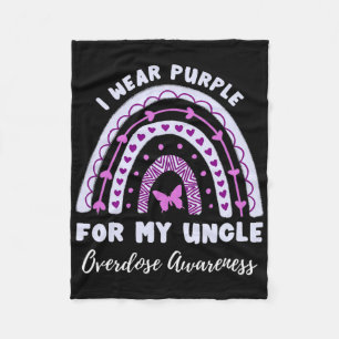 I Wear Purple For My Uncle Overdose Awareness Rain Fleece Blanket