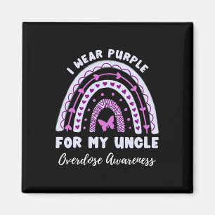 I Wear Purple For My Uncle Overdose Awareness Rain Magnet