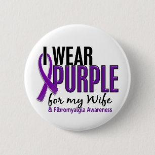 I Wear Purple For My Wife 10 Fibromyalgia 6 Cm Round Badge