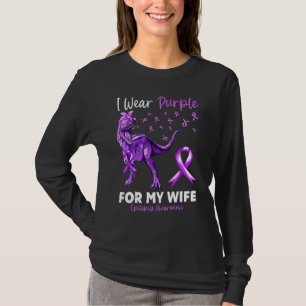 I Wear Purple For My Wife Epilepsy Awareness Dinos T-Shirt