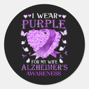 I Wear Purple For My Wife Heimerheimer Awareness Classic Round Sticker