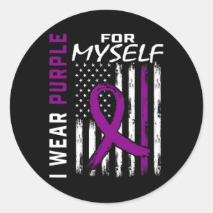 I Wear Purple For Myself Epilepsy Awareness Americ Classic Round Sticker