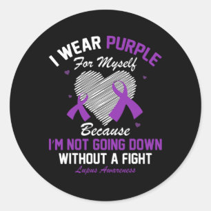 I Wear Purple For Myself Lupus Awareness Heart Pur Classic Round Sticker