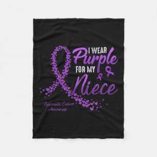 I Wear Purple For Niece Pancreatic Cancer Awarenes Fleece Blanket